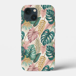 Elegant Tropical Monsteras Boho iPhone 13 Mini Case