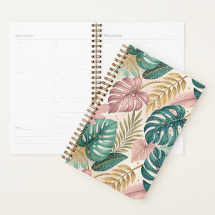 Elegant Tropical Monsteras Boho Planner