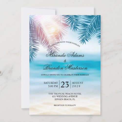 Elegant Tropical Ocean Summer Beach Wedding Invitation