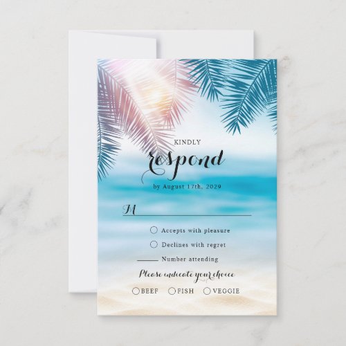 Elegant Tropical Ocean Summer Beach Wedding RSVP Card