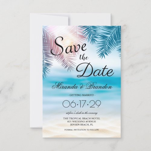 Elegant Tropical Ocean Summer Beach Wedding Save The Date