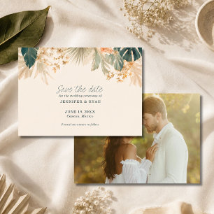 Elegant Tropical Palm Leaves Photo Save The Date