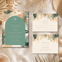 Elegant Tropical Palm Leaves Wedding Reception 