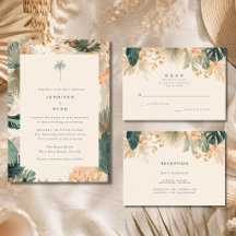 Elegant Tropical Palm Leaves Wedding Reception 
