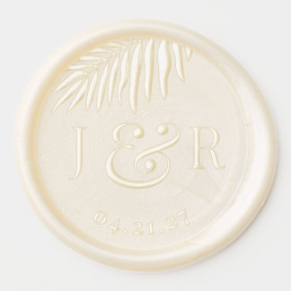 Elegant Tropical Palm Monogram Destination Wedding Wax Seal Sticker