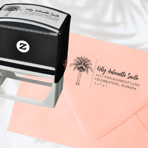 Elegant Tropical Palm Tree Address Self-inking Stamp