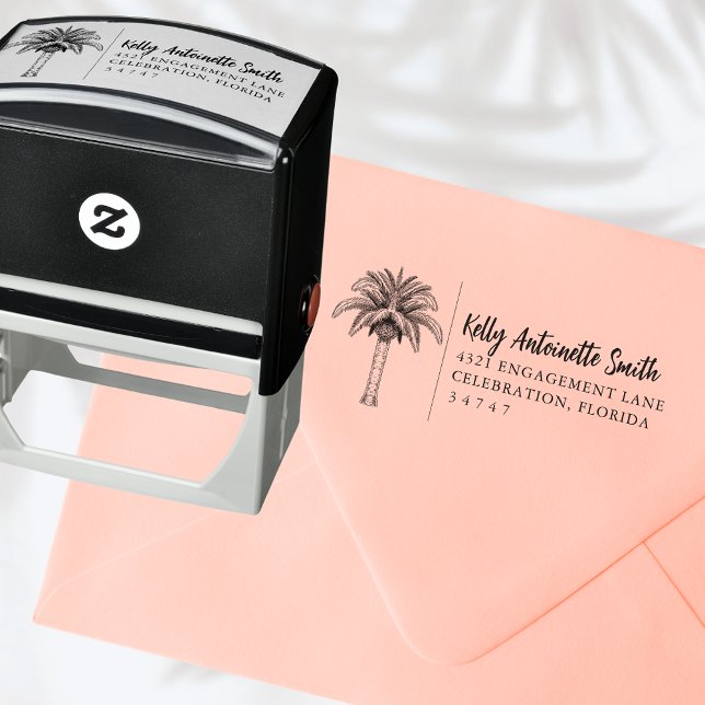 Elegant Tropical Palm Tree Address Self-inking Stamp (Creator Uploaded)