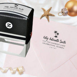 Elegant Tropical Palm Tree Address Self-inking Stamp