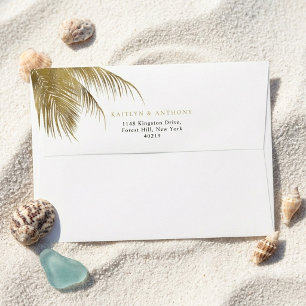 Elegant Tropical Palm Tree Beach Wedding Envelope