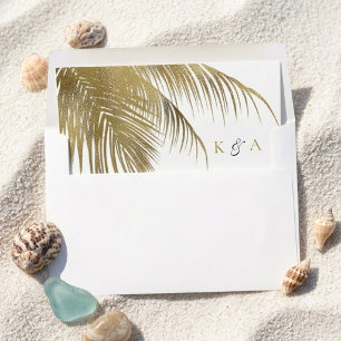 Elegant Tropical Palm Tree Beach Wedding Envelope Liner