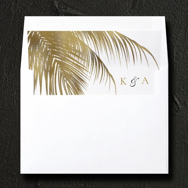 Elegant Tropical Palm Tree Beach Wedding Envelope Liner (Creator Uploaded)