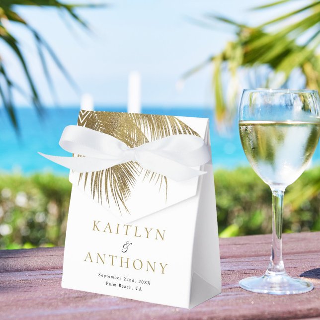 Elegant Tropical Palm Tree Beach Wedding Favor Boxes (Creator Uploaded)