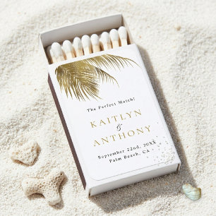 Elegant Tropical Palm Tree Beach Wedding Favor Matchboxes