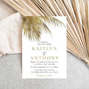 Elegant Tropical Palm Tree Beach Wedding Invitation