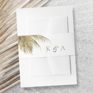 Elegant Tropical Palm Tree Beach Wedding Invitation Belly Band