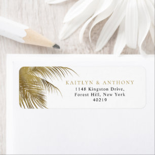 Elegant Tropical Palm Tree Beach Wedding Label