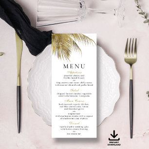 Elegant Tropical Palm Tree Beach Wedding Menu Invitation