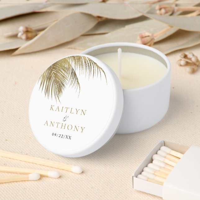Elegant Tropical Palm Tree Beach Wedding Mini Candle Favors (Insitu)