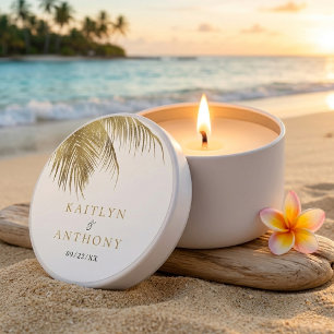 Elegant Tropical Palm Tree Beach Wedding Mini Candle Favors