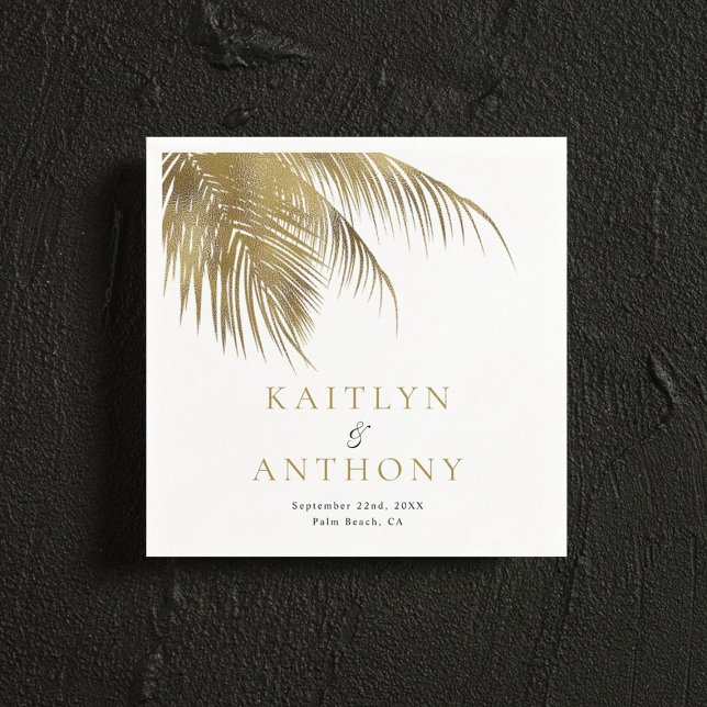 Elegant Tropical Palm Tree Beach Wedding Napkins (Creator Uploaded)