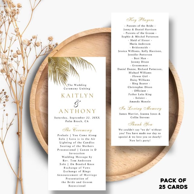 Elegant Tropical Palm Tree Beach Wedding Program (Creator Uploaded)