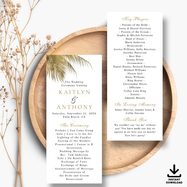Elegant Tropical Palm Tree Beach Wedding Program (Creator Uploaded)