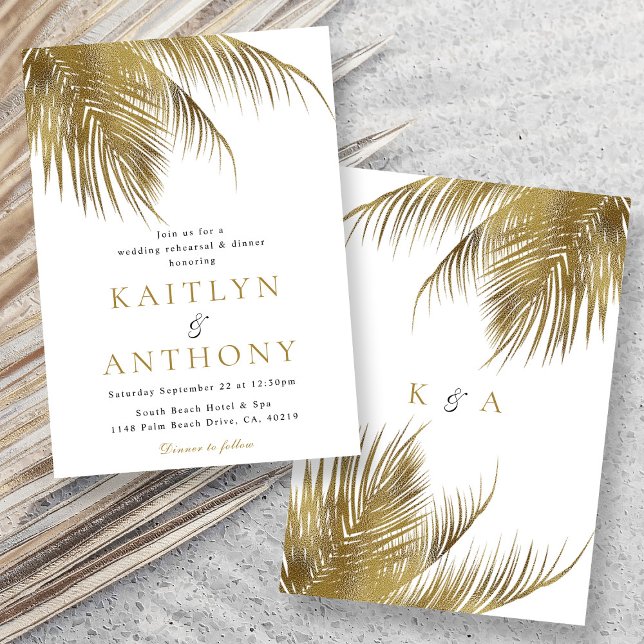 Elegant Tropical Palm Tree Beach Wedding Rehearsal Invitation (Creator Uploaded)