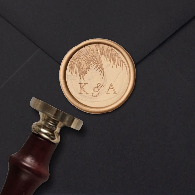 Elegant Tropical Palm Tree Beach Wedding Wax Seal Stamp (Creator Uploaded)