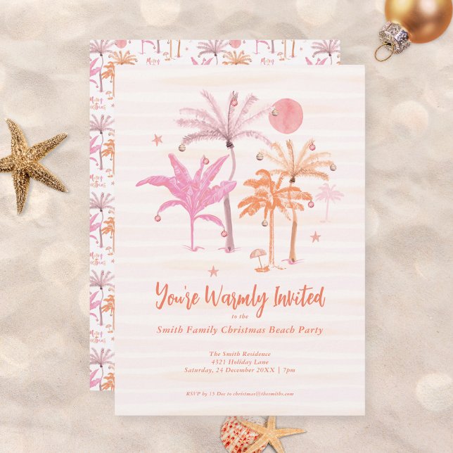 Elegant Tropical Palm Tree Christmas Invitation (Creator Uploaded)