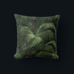 Elegant Tropical Palm Tree Pattern | Black & Green Throw Pillow<br><div class="desc">Modern throw pillow features an elegant tropical palm tree leaf pattern in a palm green color palette with sage green accents on a black background. A stylish elegant tropical design with green palm leaves, this decorative pillow will add a touch of tropical style and and a splash of color to...</div>