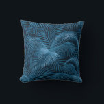 Elegant Tropical Palm Tree Pattern | Blue Azure Throw Pillow<br><div class="desc">Modern throw pillow features an elegant tropical palm tree leaf pattern in a monochromatic blue azure color palette. A stylish elegant tropical design with blue palm leaves, this decorative pillow will add a touch of tropical style and and an elegant splash of color to any room's decor. A stylish design,...</div>