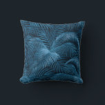 Elegant Tropical Palm Tree Pattern | Blue Azure Throw Pillow<br><div class="desc">Modern throw pillow features an elegant tropical palm tree leaf pattern in a monochromatic blue azure color palette. A stylish elegant tropical design with blue palm leaves, this decorative pillow will add a touch of tropical style and and an elegant splash of color to any room's decor. A stylish design,...</div>