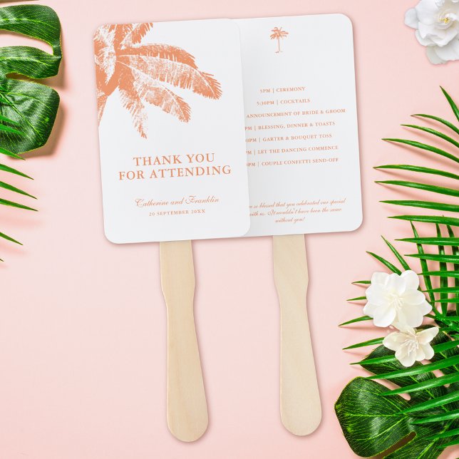 Elegant Tropical Palm Tree Wedding Timeline Hand Fan (Creator Uploaded)