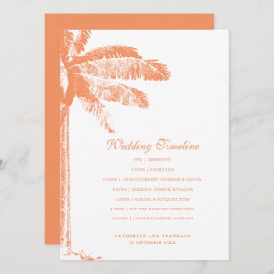 Elegant Tropical Palm Tree Wedding Timeline Program