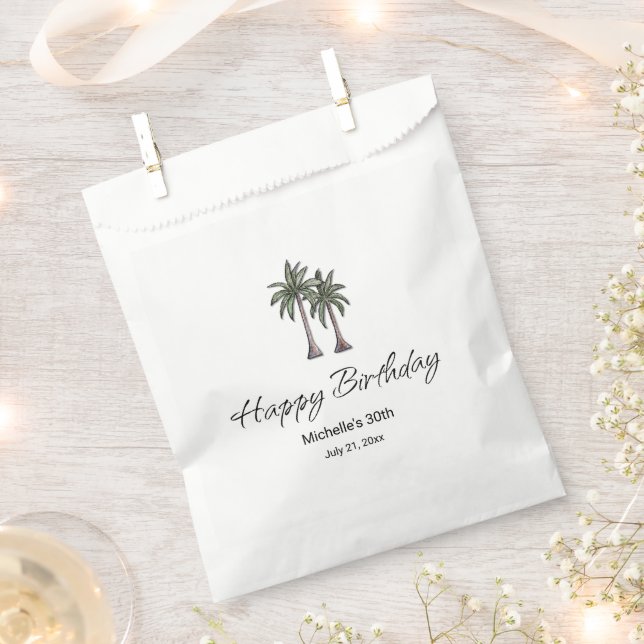 Elegant Tropical Palm Trees 30th Birthday Party Favor Bag (Clipped)