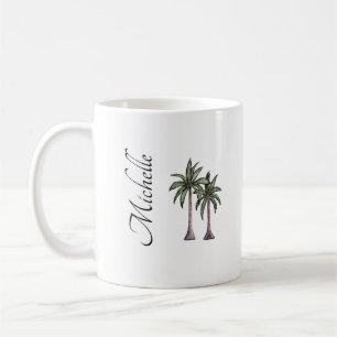 Elegant Tropical Palm Trees Beach Personalized Coffee Mug