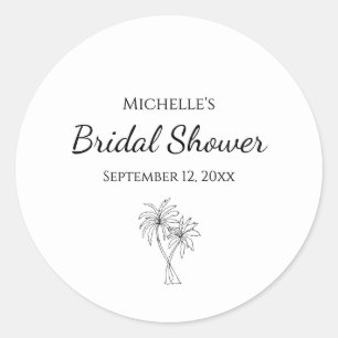 Elegant Tropical Palm Trees Modern Bridal Shower  Classic Round Sticker