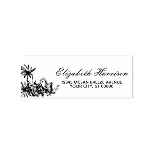 Elegant Tropical Palm Trees Return Address Rubber Stamp