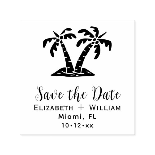Elegant Tropical Palm Trees Wedding Save the Date Self_inking Stamp