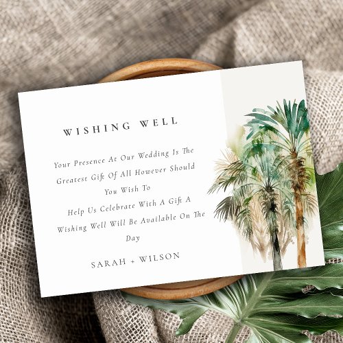Elegant Tropical Palm Trees Wishing Well Wedding Enclosure Card