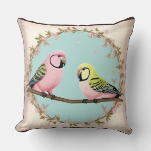 Elegant Tropical Parrot Artwork Luxury Floral Throw Pillow
