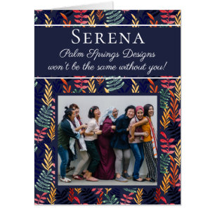 Elegant Tropical Pattern Photo Farewell Retirement Card