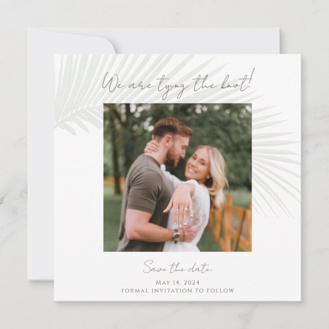 Elegant Tropical  Photo Save the Date Announcement (Front)