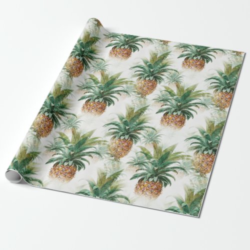 Elegant Tropical Pineapple Hawaiian Pattern Gift Wrapping Paper