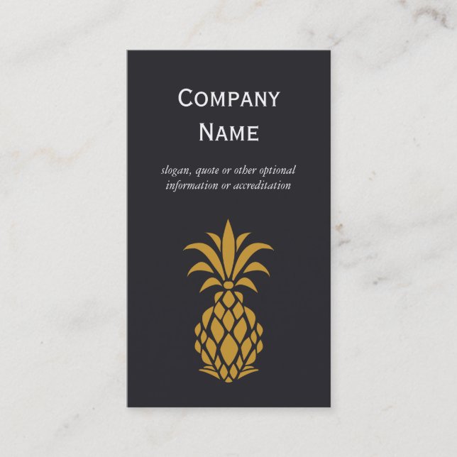 Elegant Tropical Pineapple Logo Business Card (Front)