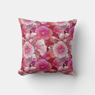 Elegant Tropical Pink And White Hibiscus Flower Throw Pillow