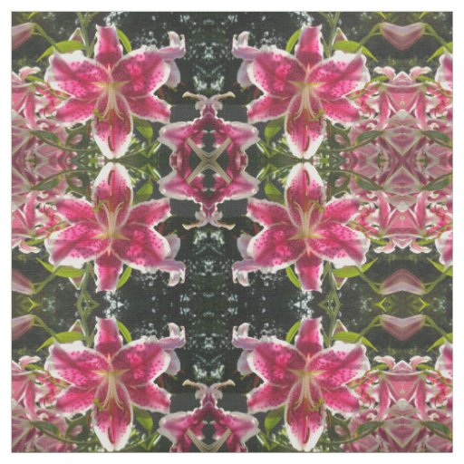 Elegant tropical pink flowers classic lily fabric