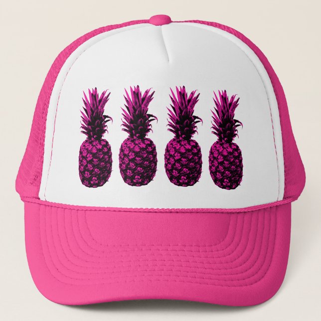 Elegant Tropical Pink Pineapple  Trucker Hat (Front)