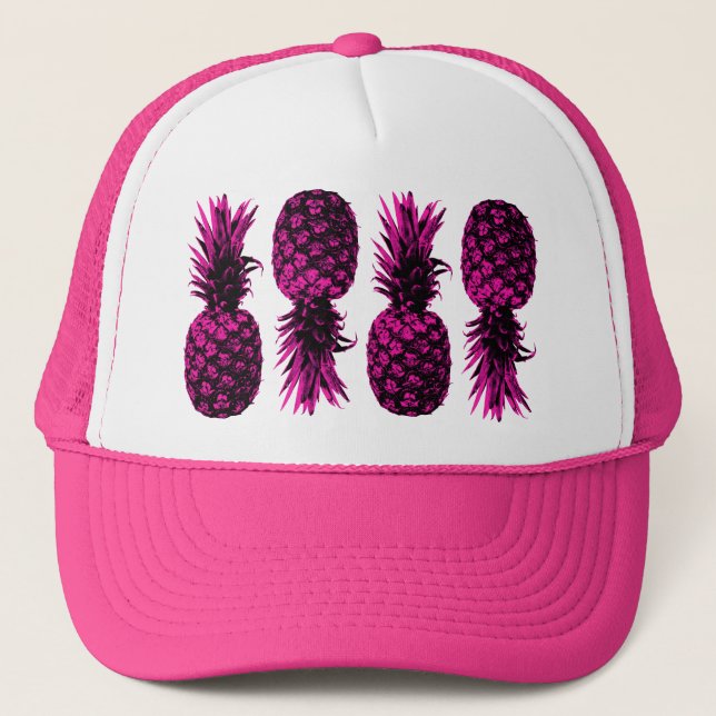 Elegant Tropical Pink Pineapple  Trucker Hat (Front)