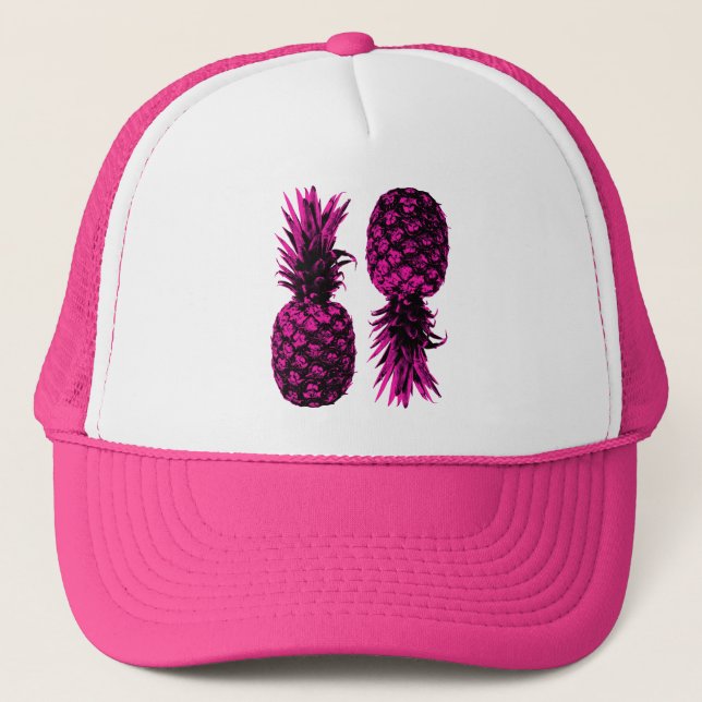 Elegant Tropical Pink Pineapple  Trucker Hat (Front)